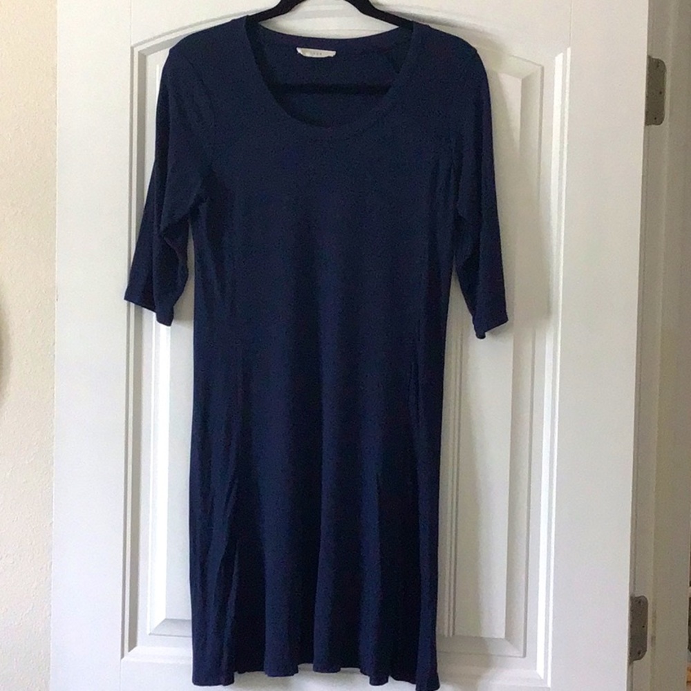 Navy blue cotton swing dress LUSH
